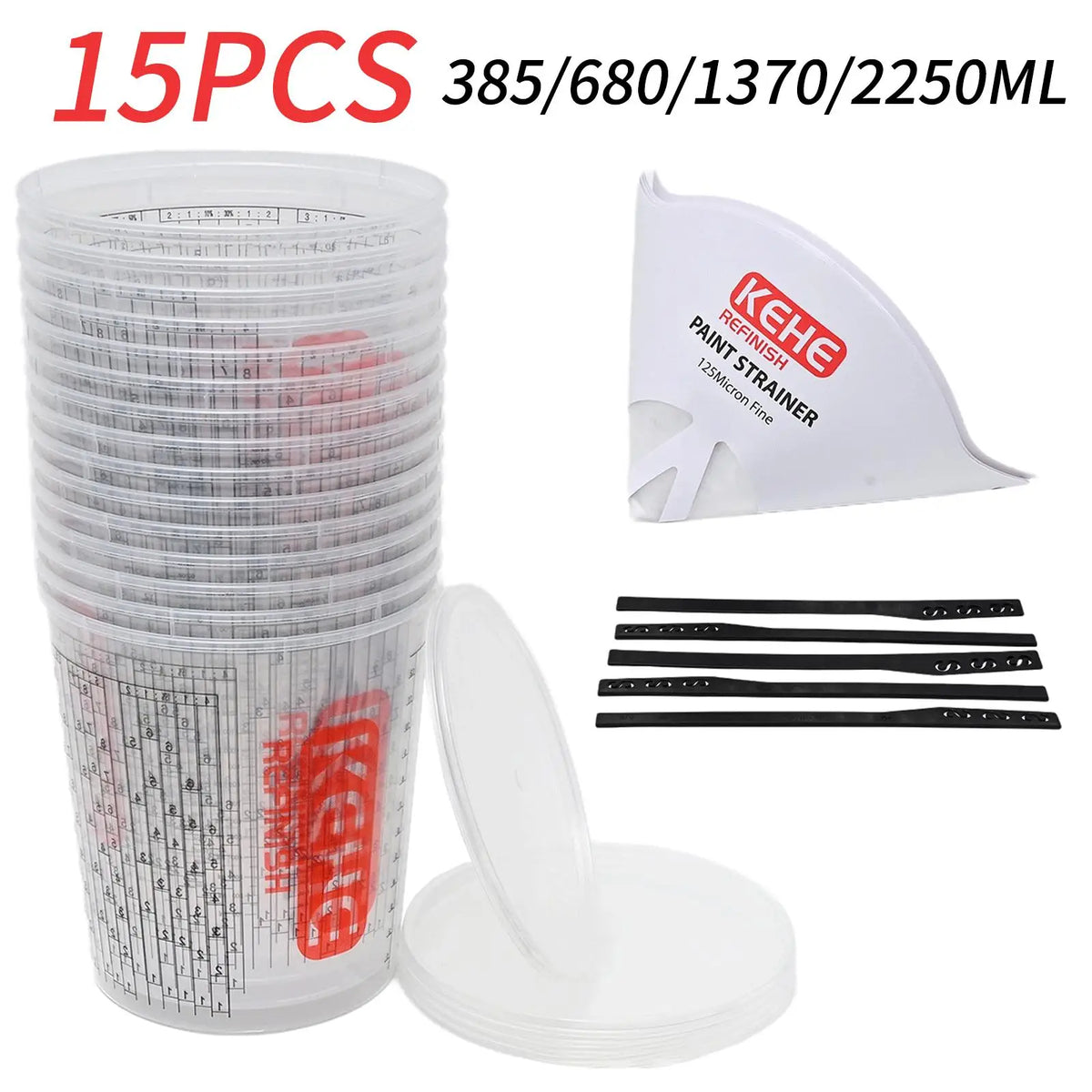 15pcs Disposable Measuring Cups Stirring Sticks Transparent