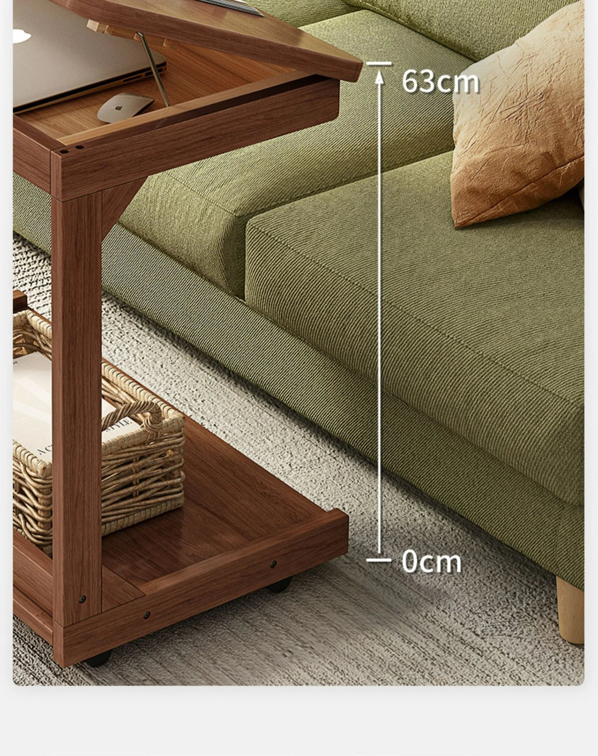Mobile Solid Wood Coffee Table Living Room Storage