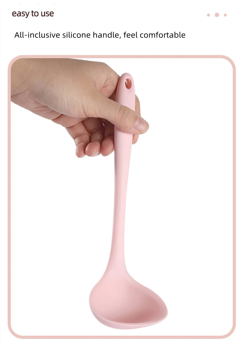 1pc Long Handle Silicone Soup Spoon Ramen Noodles