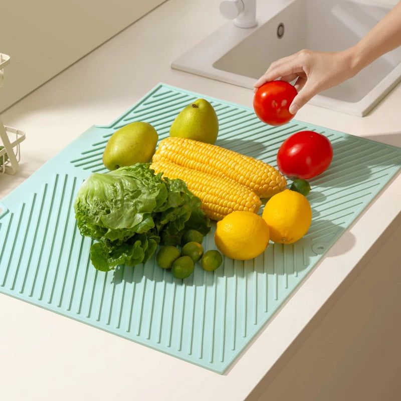 Dish Drying Mat-Silicone Drying Pad Counter Non-Slip Drain