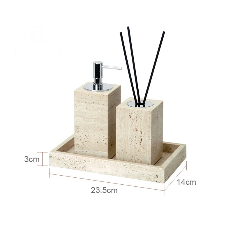Beige Travertine Bathroom Natural Marble Soap Dispenser Soap