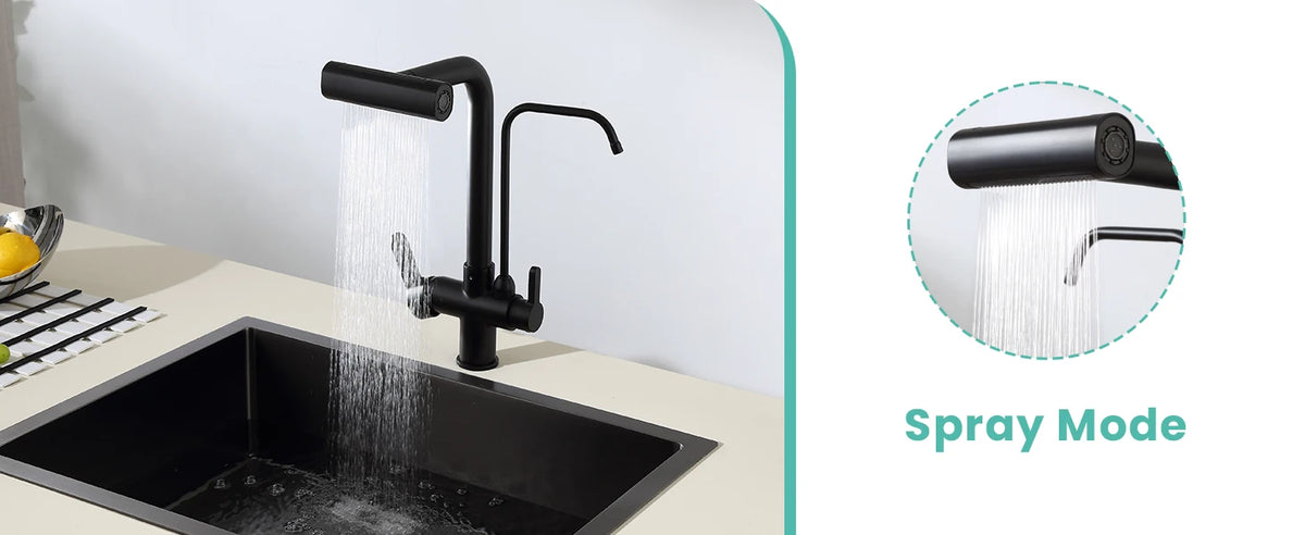 Way Pure Water Filter Faucets Black Pull Out