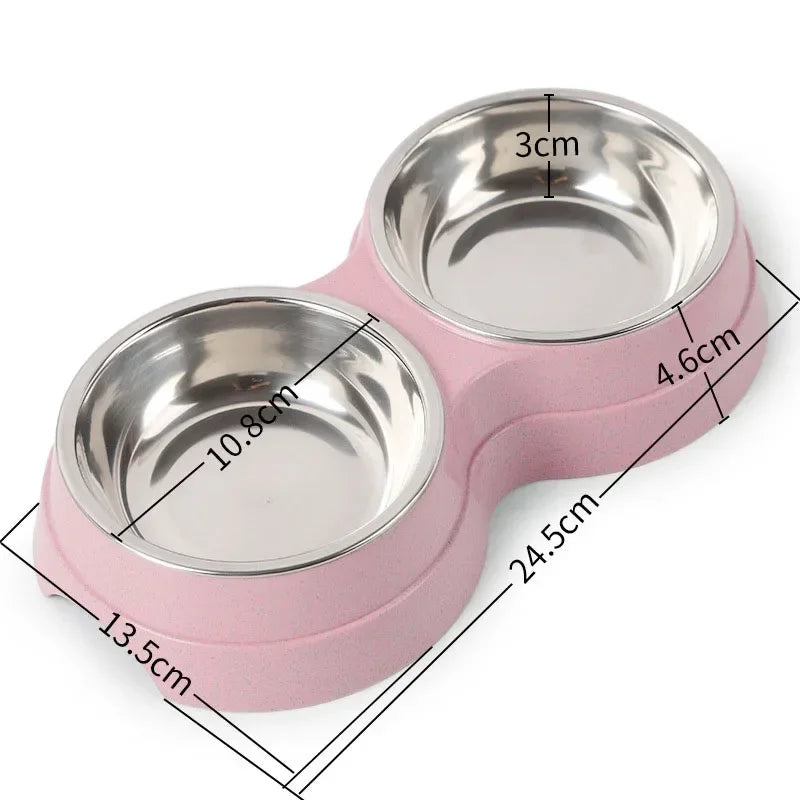 Antislip Double Dog Bowl Silicone Mat Durable Stainless