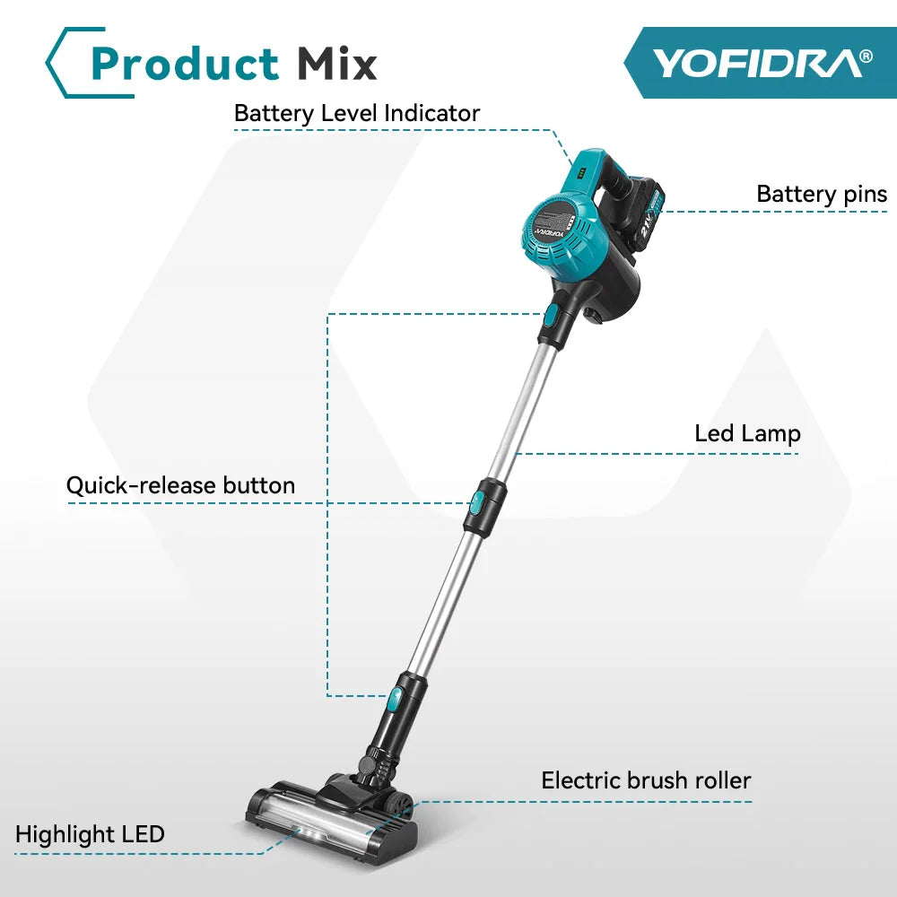 Yofidra 1800w Brushless Vacuum Cleaner 30kpa 5l Powerful