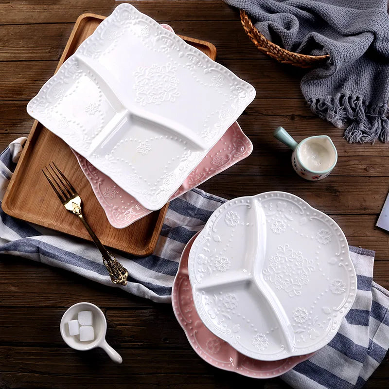 Children Ceramic Butterfly Divided Plate Breakfast Plate Japanese