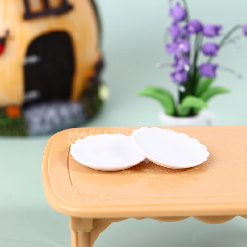 2pcs 12 Dollhouse Miniature Ceramic Plate Dessert Lace