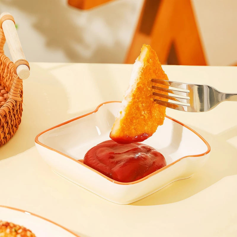 Cute Toast Bread Shaped Ceramic Dishes Seasoning Dish
