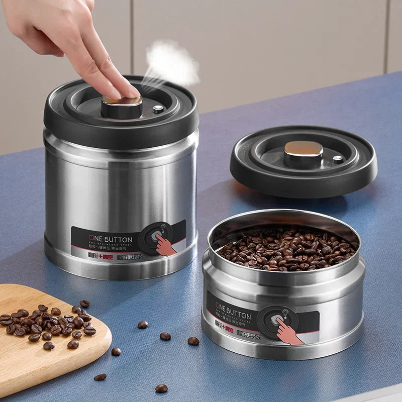 Vacuum Sealed Jug Coffee Beans Stainless Steel Airtight