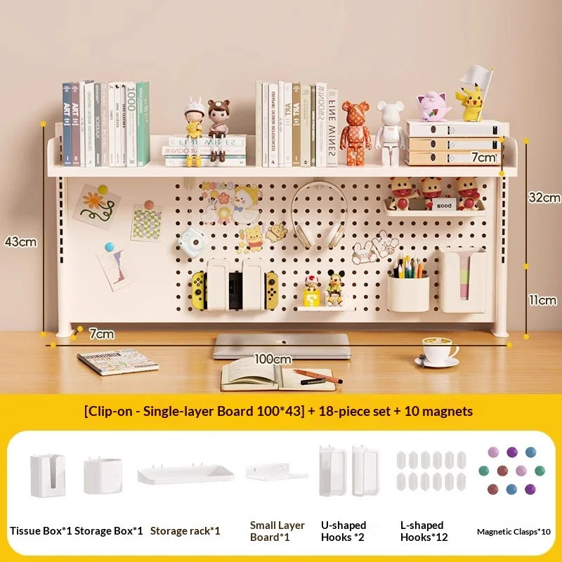 Adjustable Desktop Storage Rack Pegboard Desk Bookshelf Organizer