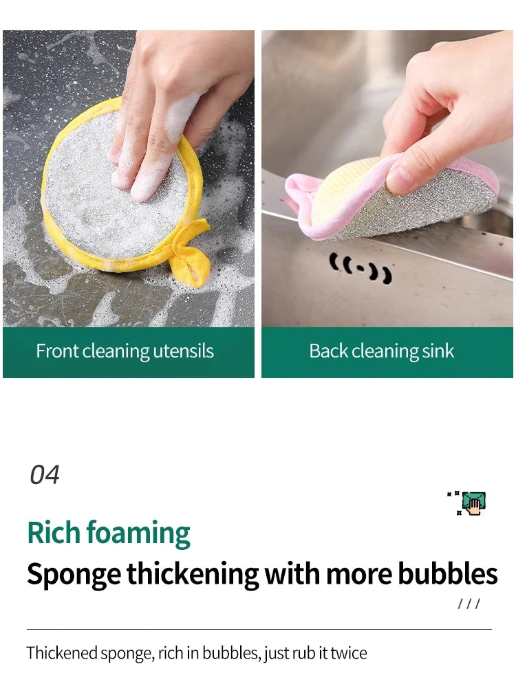 Dish Washing Sponge Dishwashing Magic Sponges Cloth Double-Sided