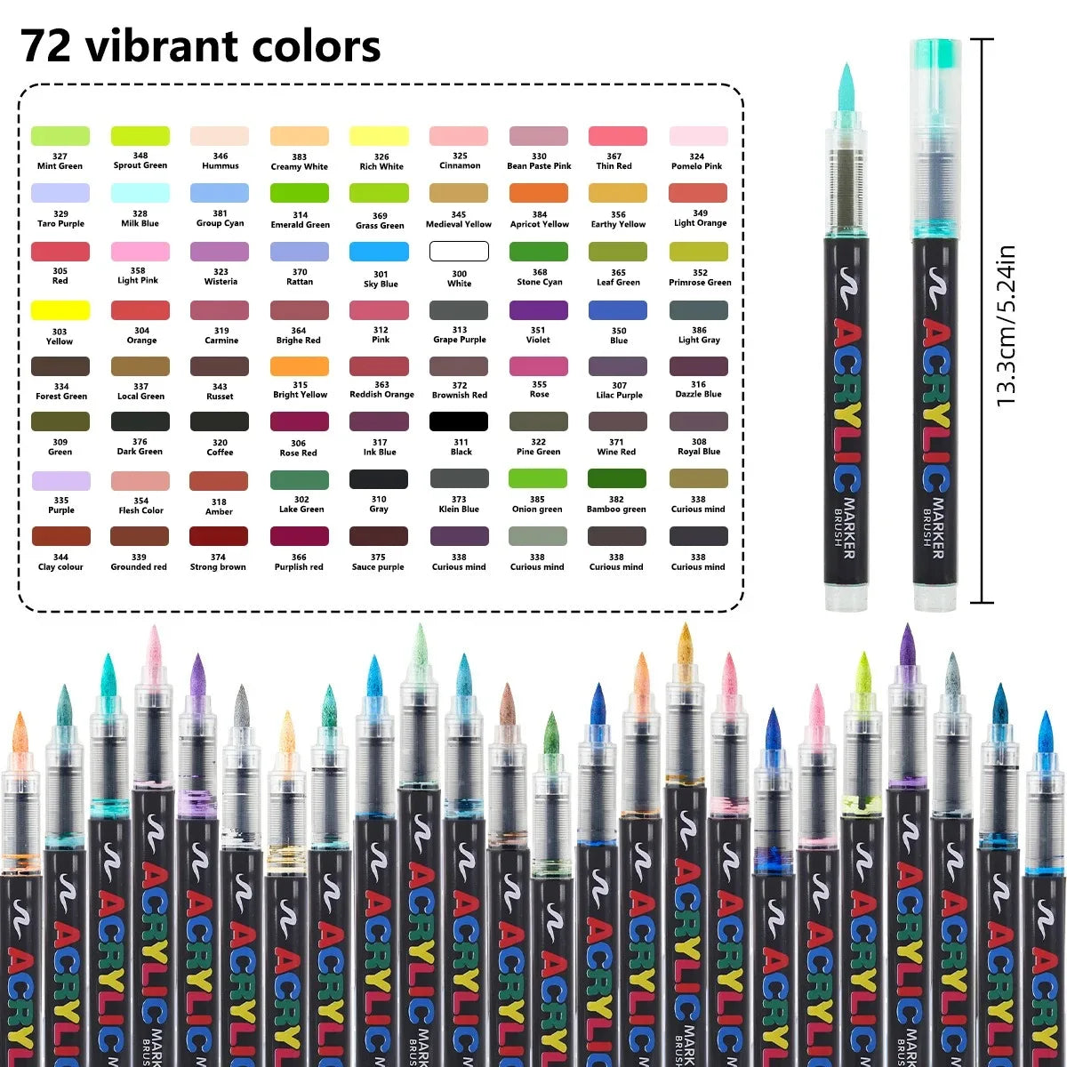 12-366 Colors Acrylic Marker Waterproof Acrylic Brush Marker