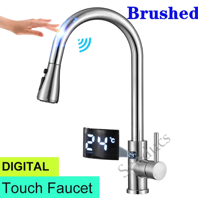 Smart Digital Touch On Faucets Stainless Steel Cold