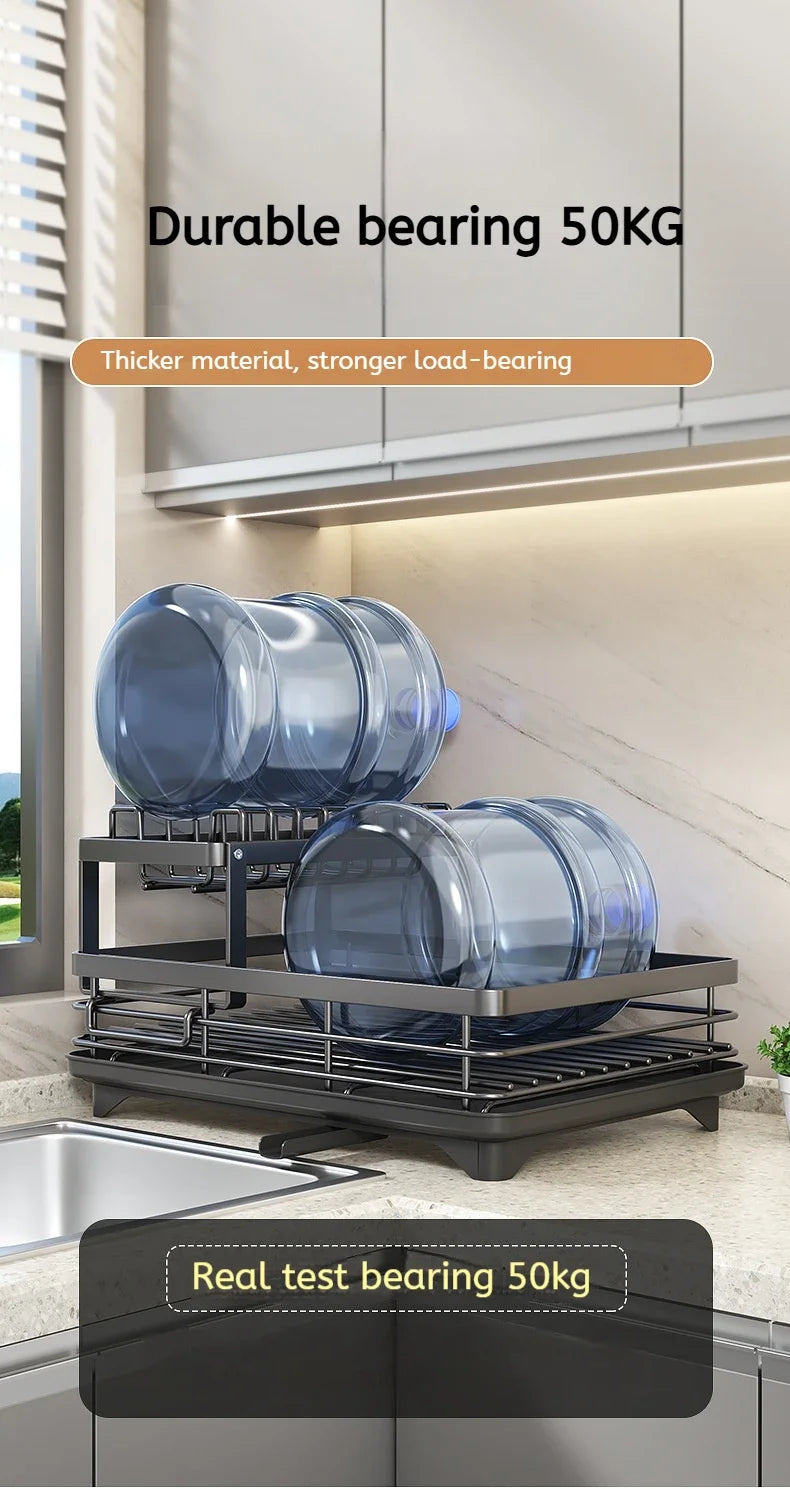 Adjustable Over-Sink Dish Rack Stainless Steel Drain Board