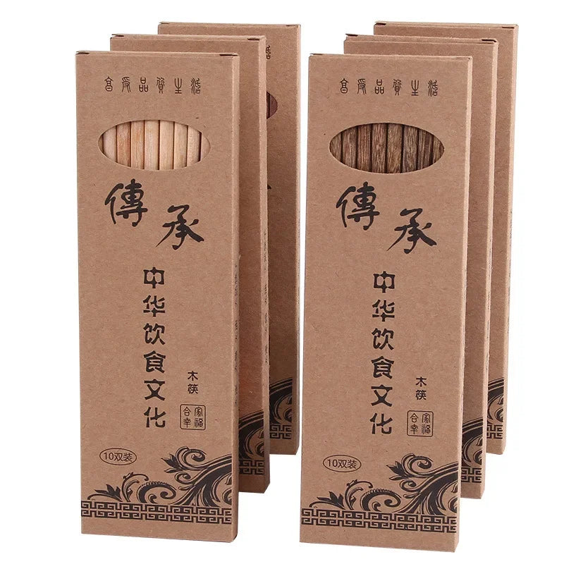 10 Pairs Natural Rosewood Chopsticks Reusable Healthy Chinese