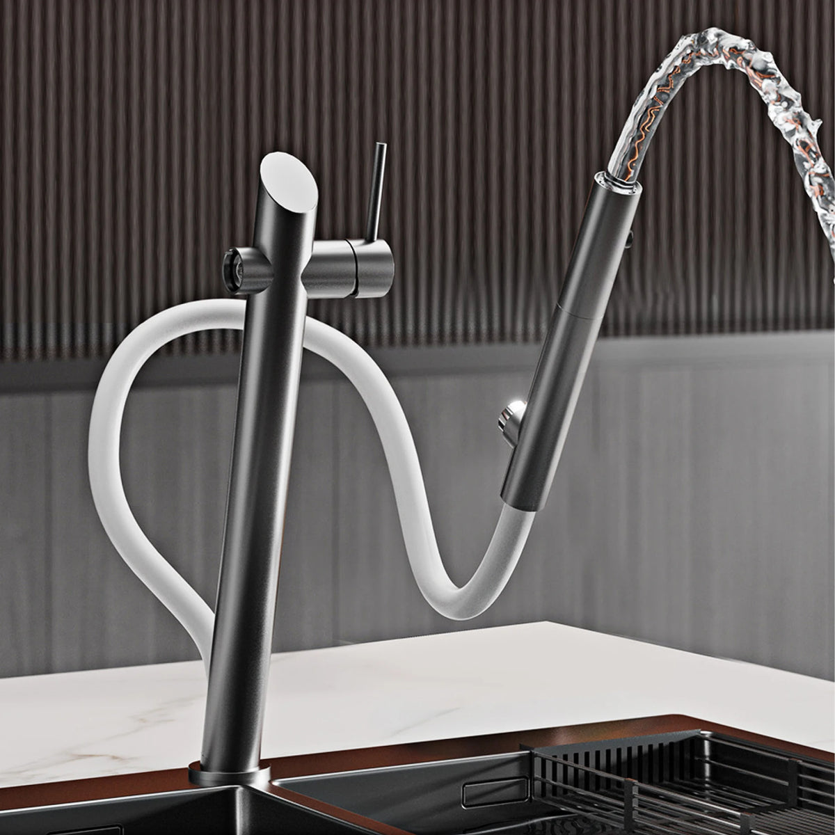Aitana Luxury Brass Black Faucet Pull-Out Design Dual