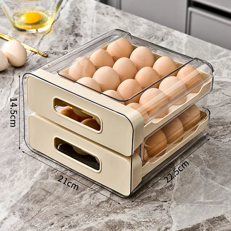 2-Layer Stackable Refrigerator Egg Organizer Clear Plastic Egg