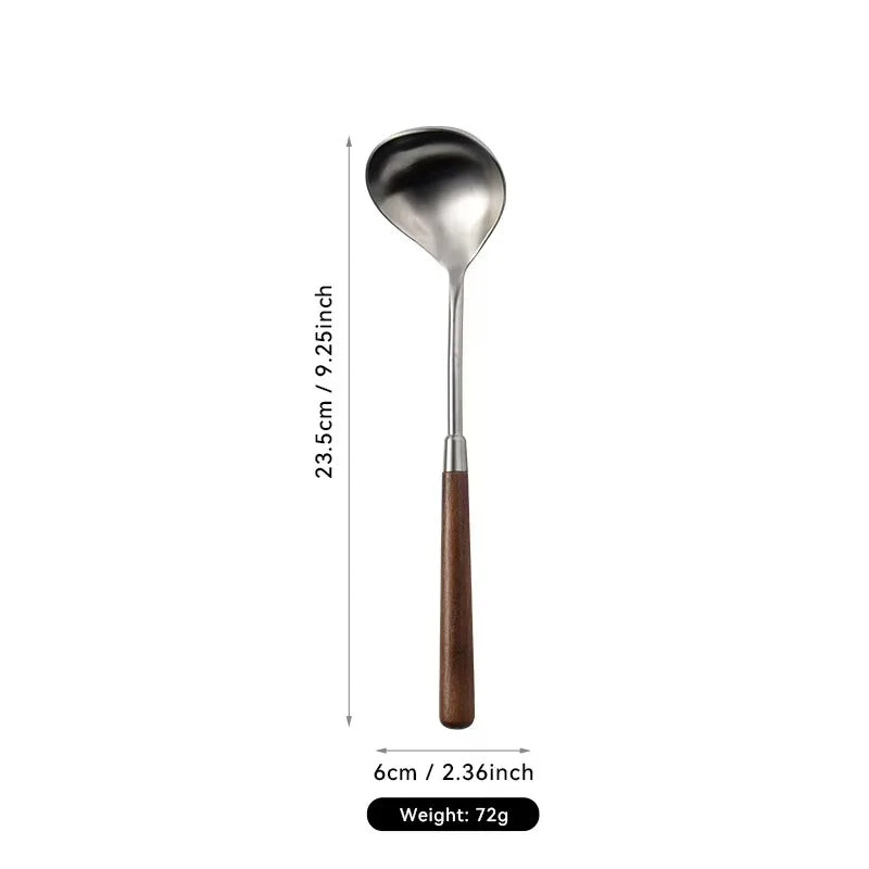 5pcs 304 Stainless Steel Nature Wood Kitchenware Cooking