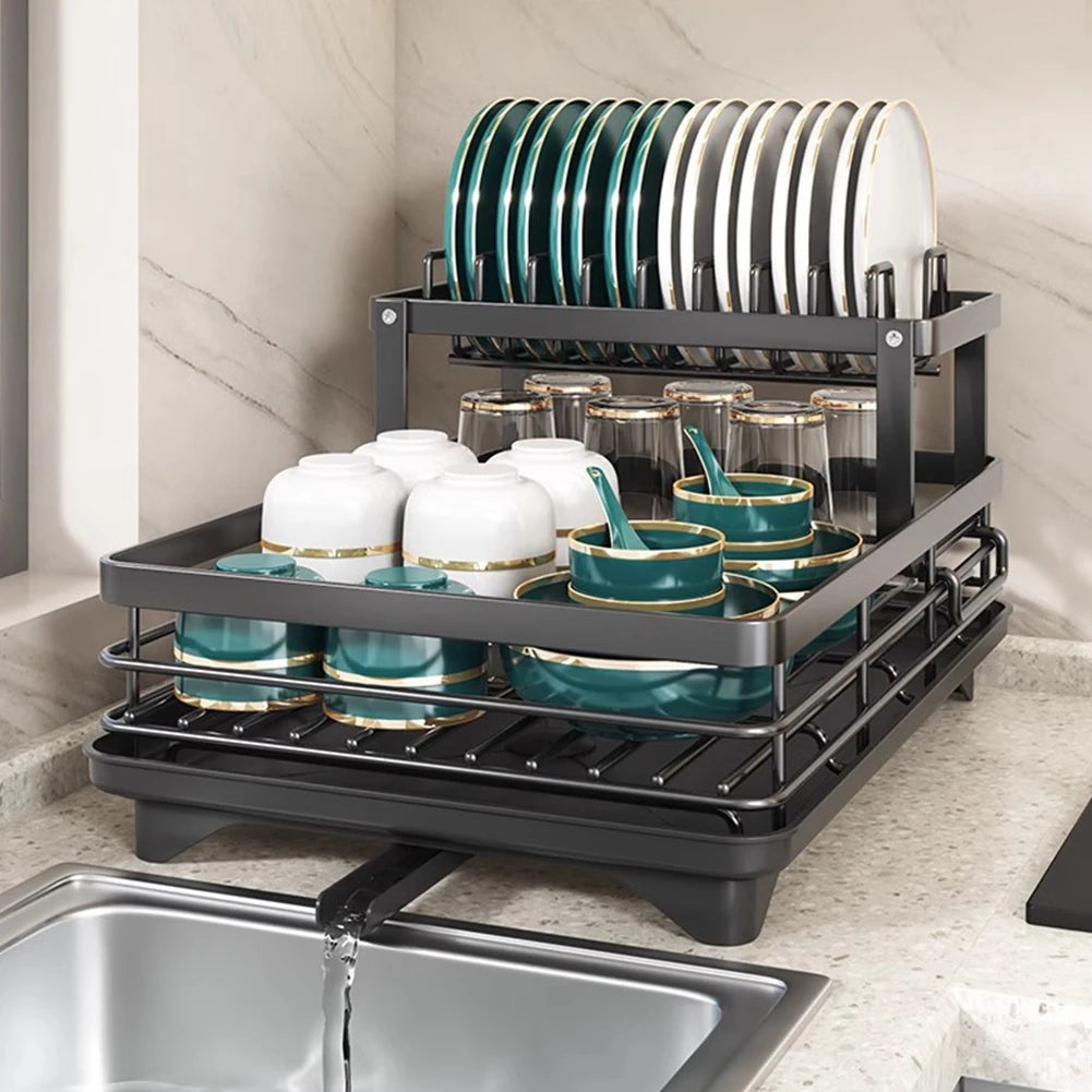 Dish Bowl Drainer Dish Drying Rack Adjustable Plates