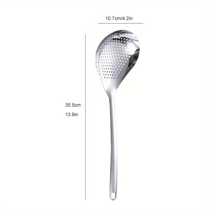 1pc Large Durable Stainless Steel Colander Skimmer Spoon