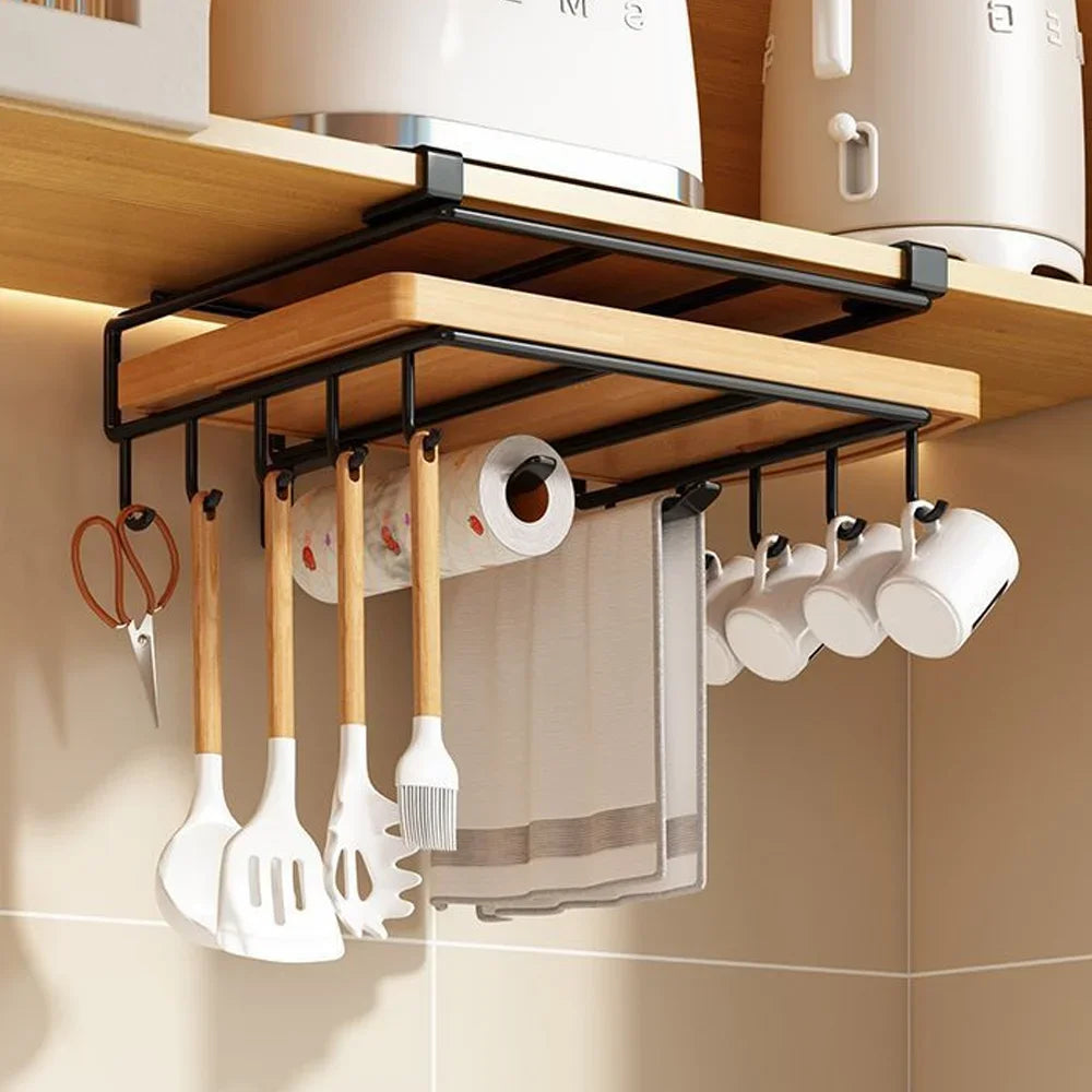 Space Saving Organizer Under Cabinet Hanging Rack Hooks