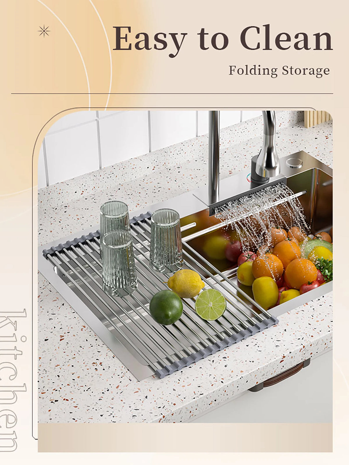 Roll Up Dish Drying Rack Over Sink Stainless