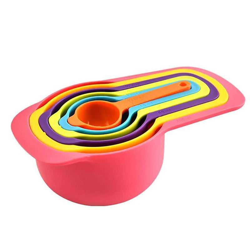 6pcs Color Measuring Cups Plastic Measuring Spoon Graduated
