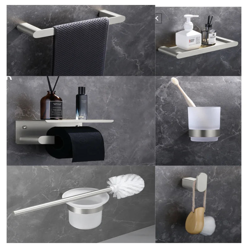 Brushed Towel Ring Holder Bar Rack Brush/Paper Holder