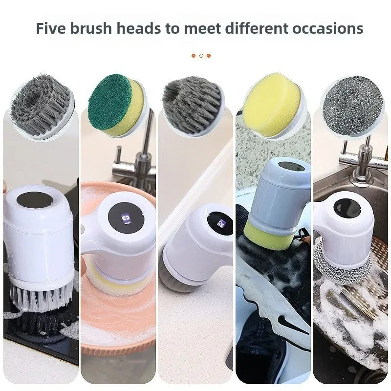 Electric Cleaning Brush Usb Rechargeable Scrubber Bathroom
