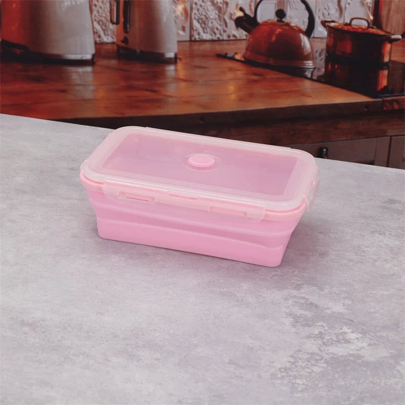 Size Choose Silicone Rectangle Lunch Box Collapsible Bento