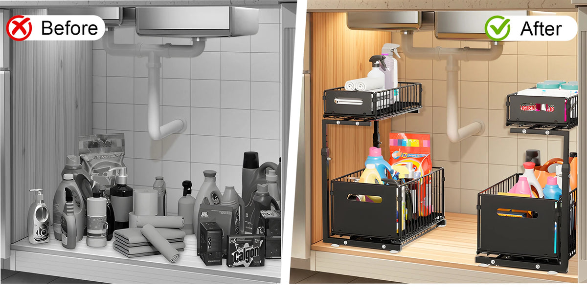 Tier Pull Out Cabinet Organizer Adjustable Storage Rack