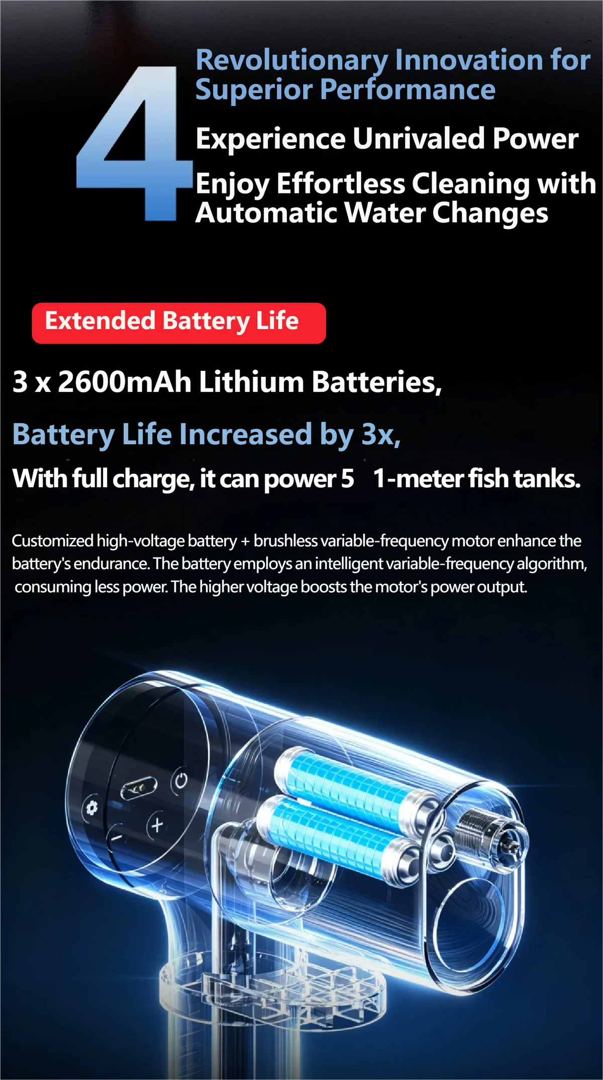 Rechargeable Electric Aquarium Water Changer Gravel Cleaning Pump