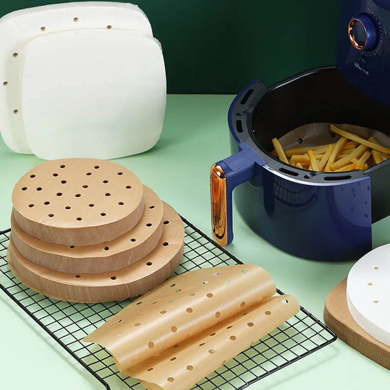 100pcs Air Fryer Liner Non-Stick Steamer Pad Baking
