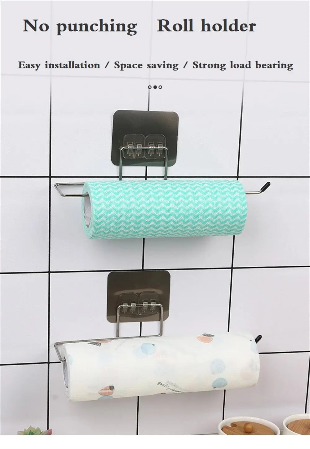2pcs Paper Towel Holder Adhesive Toilet Paper Rack