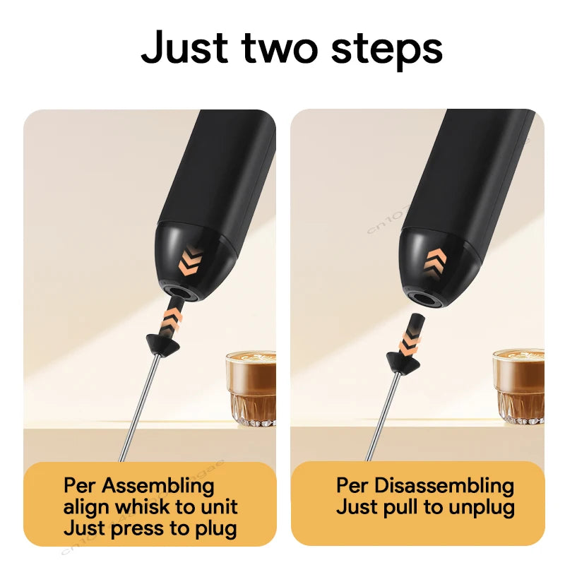 Electric Milk Frother Egg Beater Wireless Type-C Charging
