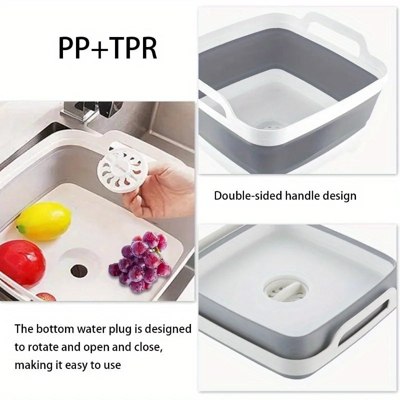 Collapsible Dish Basin Drain Plug Space Saving Outdoor
