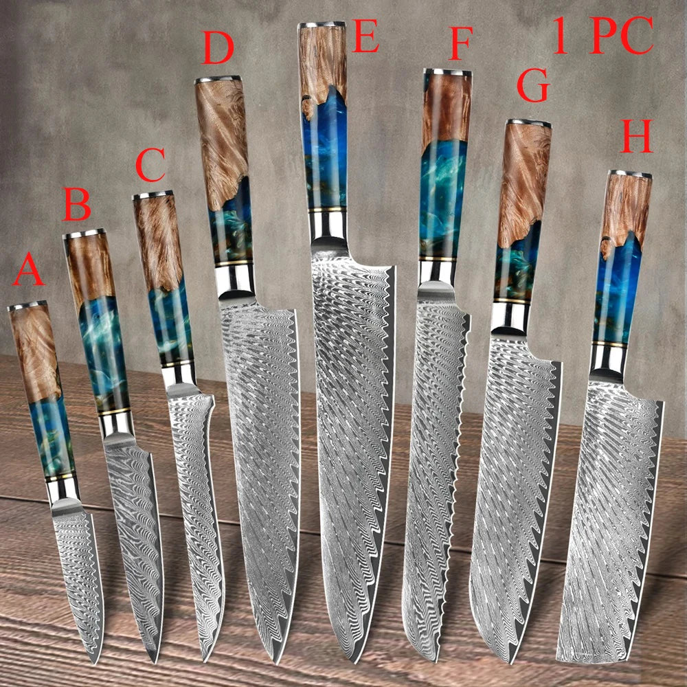 1pc Knife Damascus Steel Slicing Knife Meat Cleaver