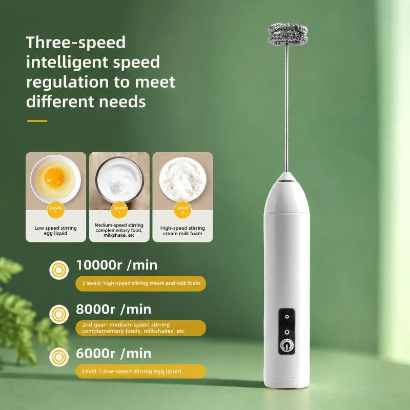 Electric Milk Frother Egg Beater Wireless Type-C Charging