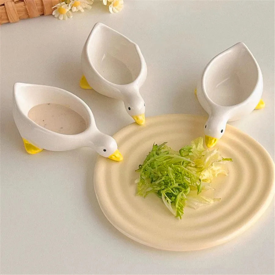 Ceramic Duck Seasoning Dish Salad Dipping Dish Cream