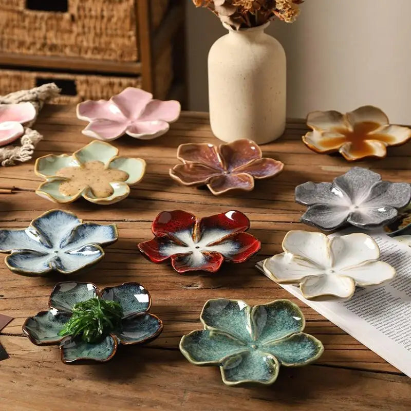 1pcsvintage Ceramic Craft Dish Flower Shaped Small Dish