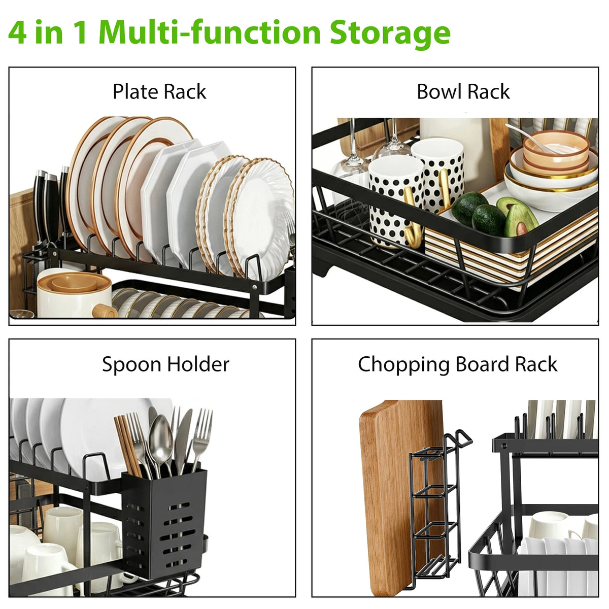Countertop Dish Drying Rack Adjustable Plate Organizer Drainboard
