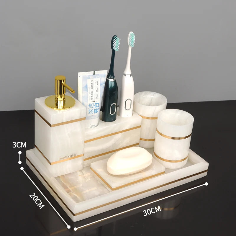 White Onyx Natural Marble Bathroom Gold Luxury Soap