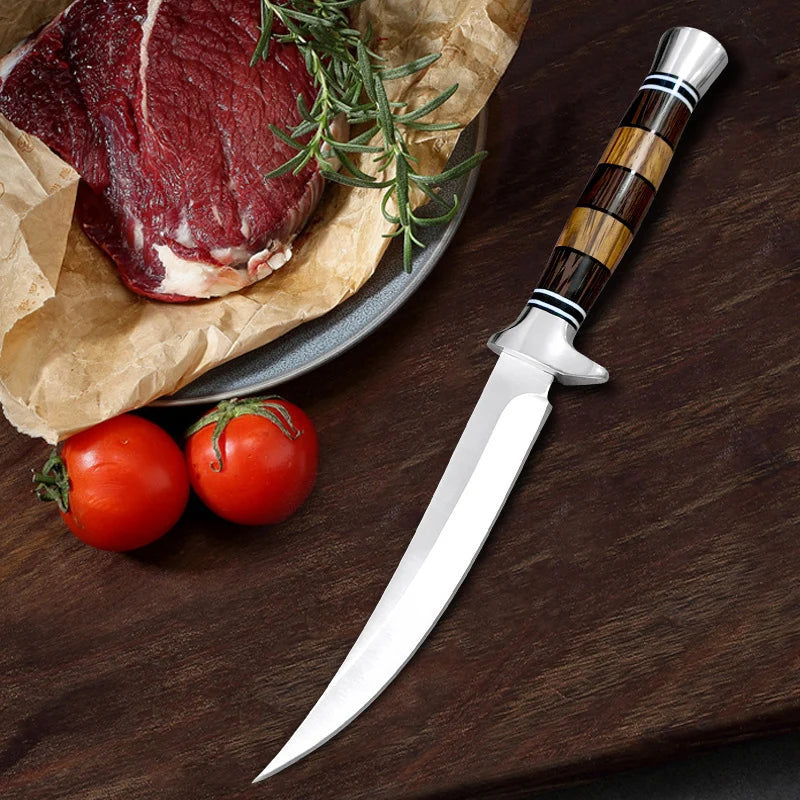 Stainless Steel Chef Knife Professional Boning Cleaver Wood