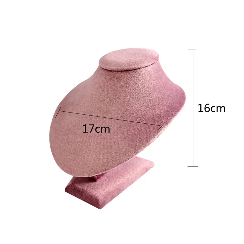 Pink Velvet Necklace Jewelry Portrait Neck Display Stand