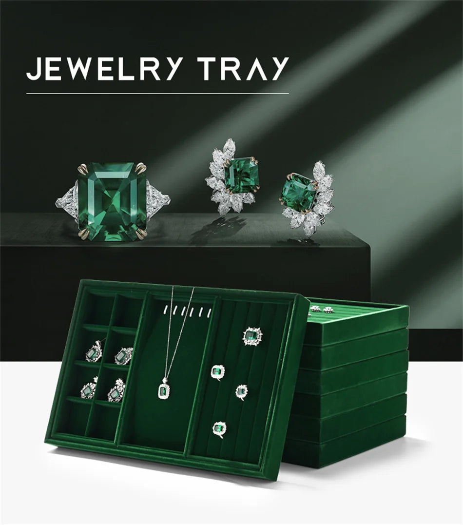 Woodten Green Premium Jewelry Display Tray Velvet Ring