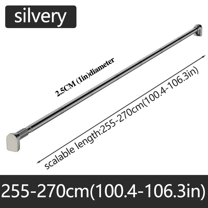 Silvery Adjustable Stainless Steel Shower Curtain Rod Clothes