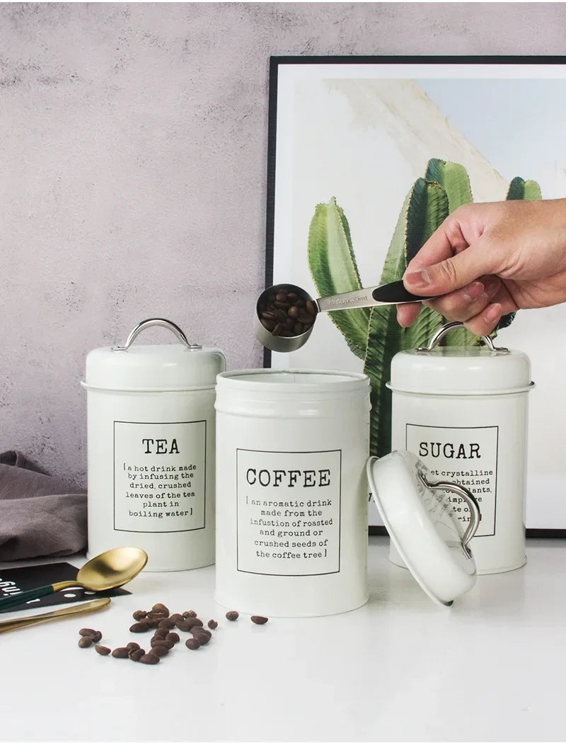 Canisters Coffee Tea Sugar Flour Metal Tin Jars