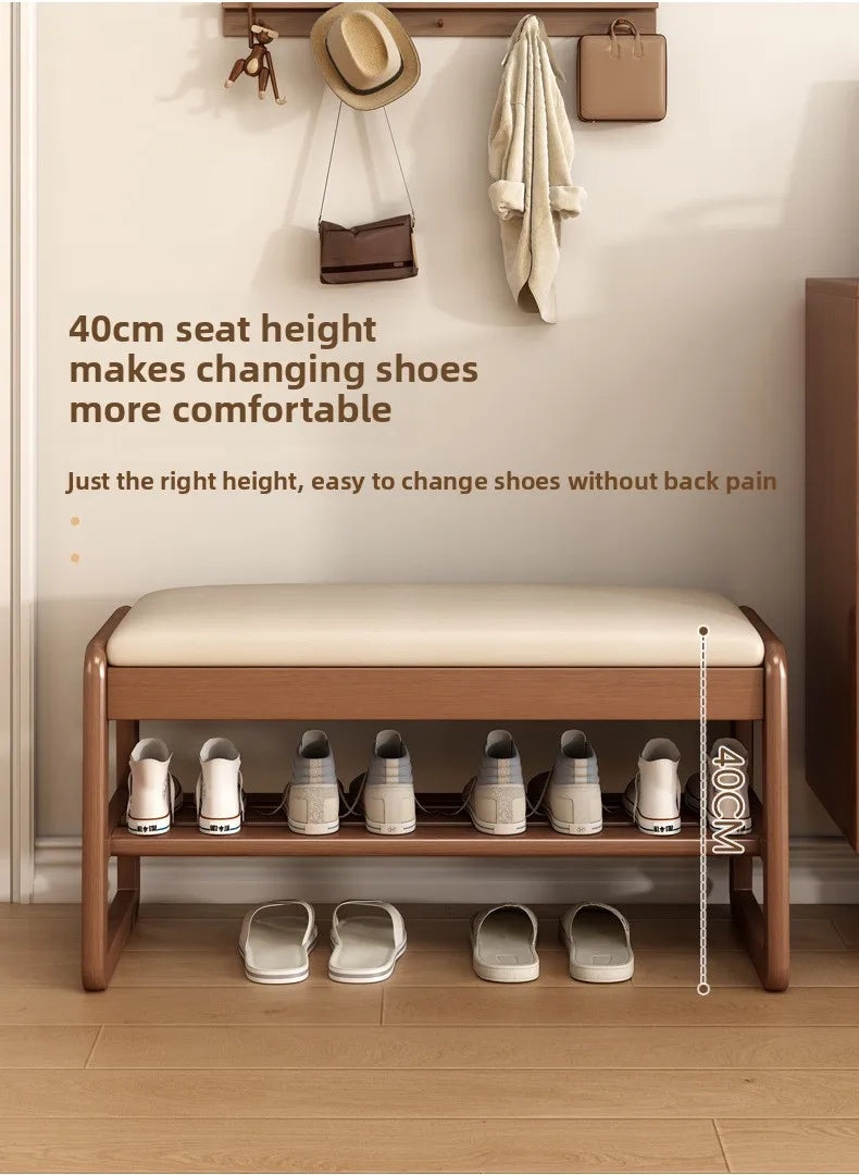 Solid Wood Storage Shoe Exchange Stool Solid Wood