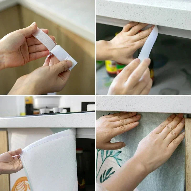 Vikama Minimalist Geometric Velcro Curtain Sink Cabinet Storage
