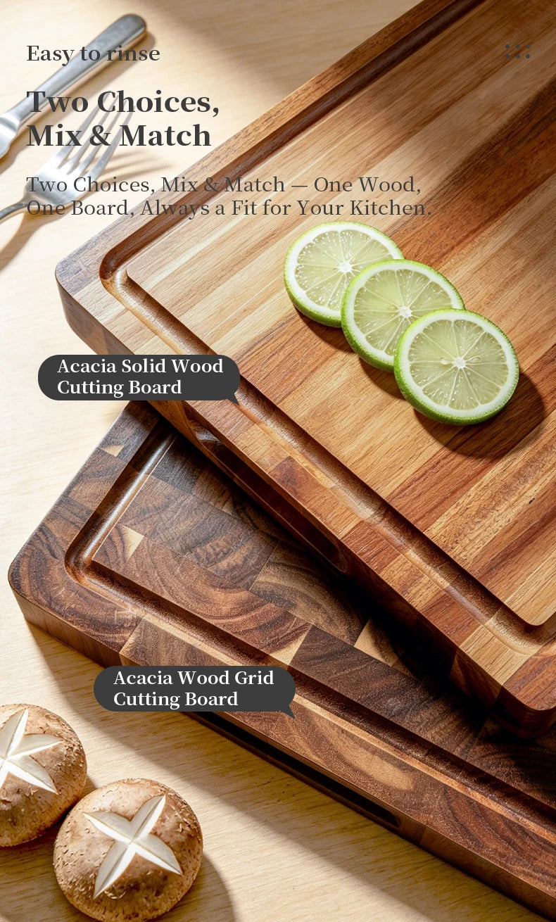 Thick Acacia Wood Cutting Board Double-Sided Using Wooden
