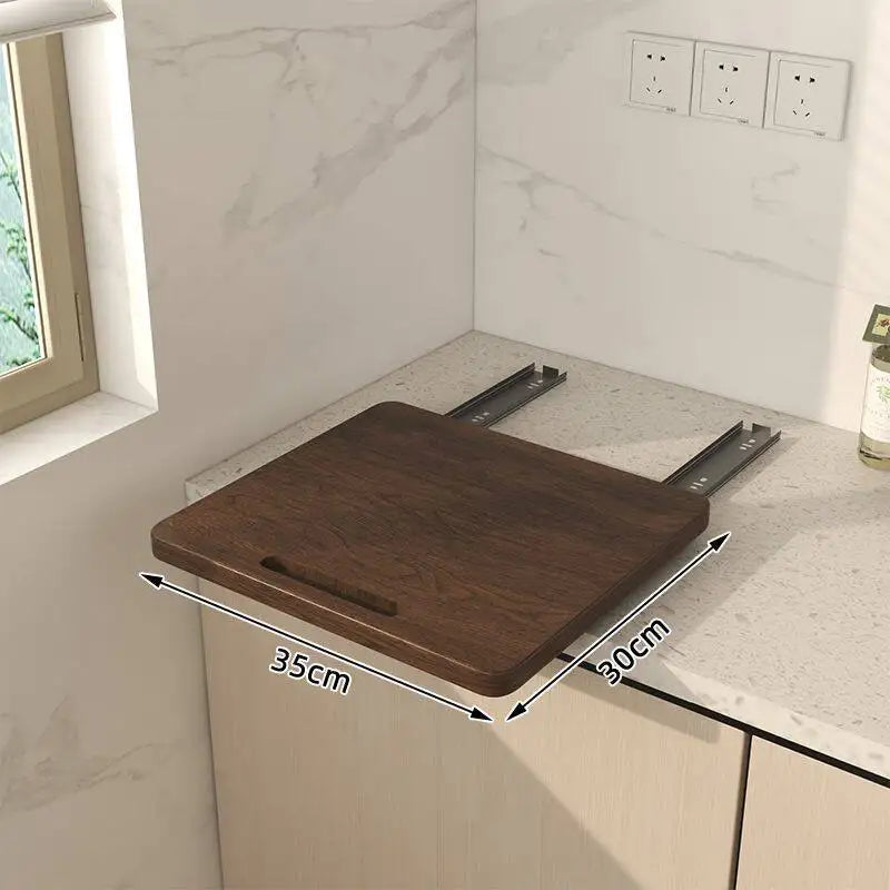 Solid Wood Pull-Out Tray Slide-Out Rack Microwave Rice